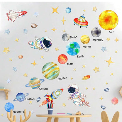 ToutoDecal Solar System Wall Decals With Planets And Astronauts