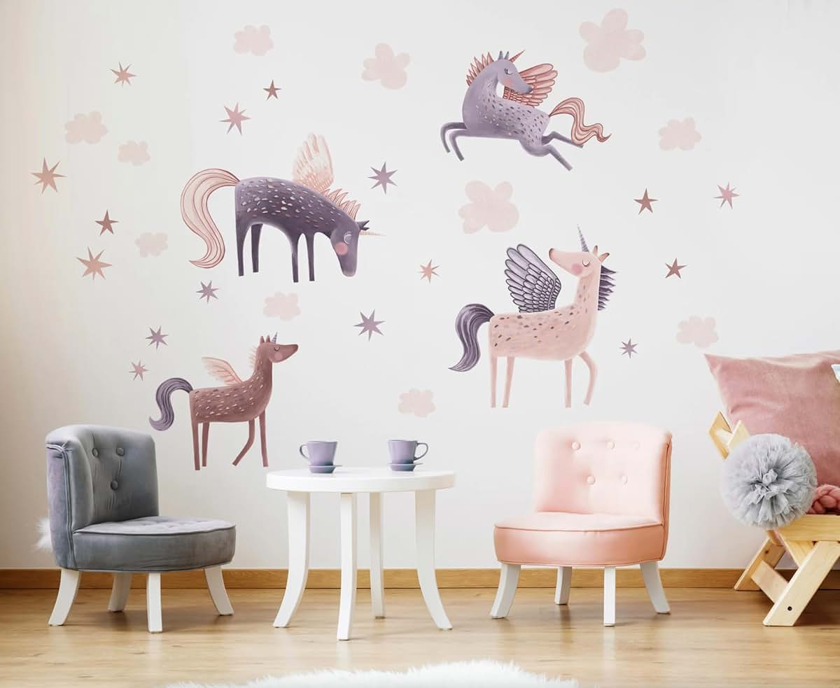 The Colors Crafter Pink Unicorn Wall Decal Set
