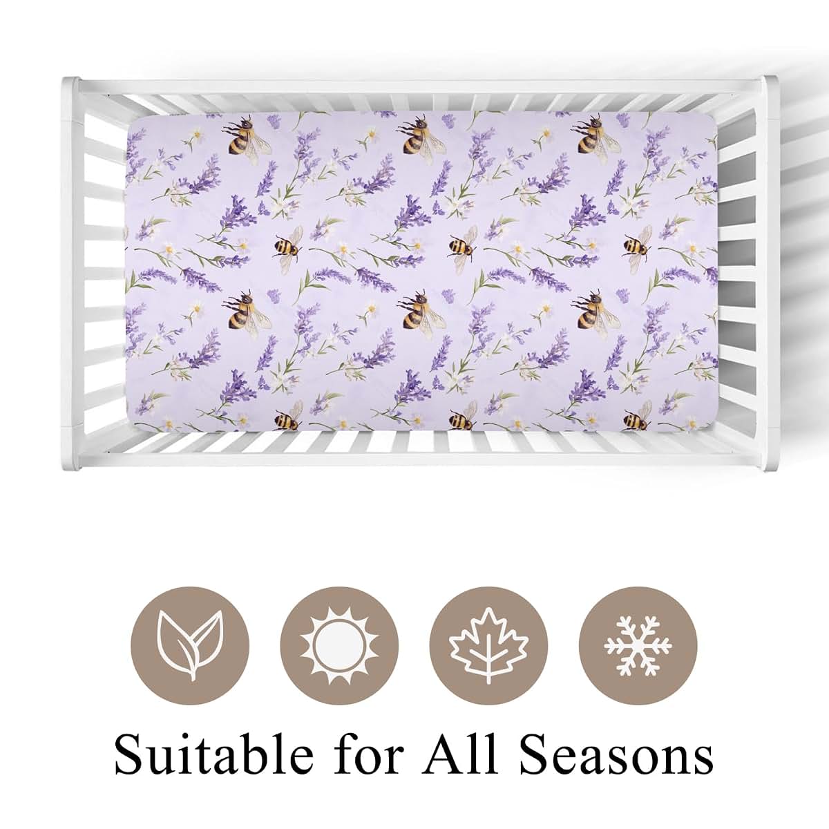 Wicbfdfv Lavender Daisy Floral Fitted Crib Sheet For Standard Mattresses (photo 2)