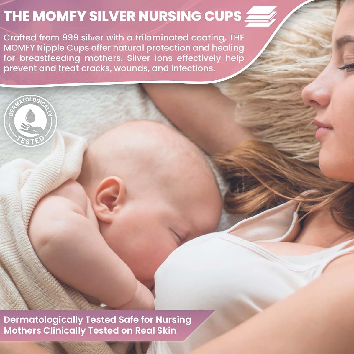 The Momfy Silver Nursing Nipple Shields - Trilaminated Protective Cups (photo 4)