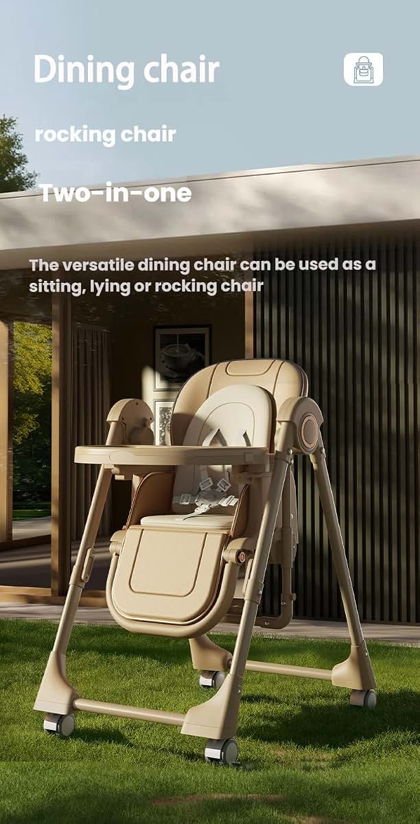 Oubeauou 2-in-1 Portable High Chair and Swing with Adjustable Height (photo 2)