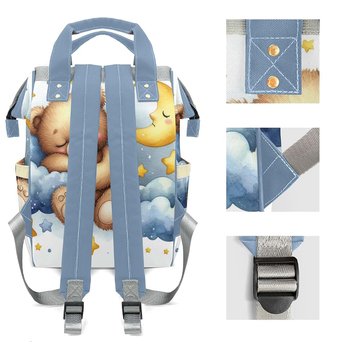 Joyestore Personalized Cute Teddy Bear Custom Mom Bag with Name,Dad and Mom Diaper Backpack Waterproof Baby Shower for (photo 4)