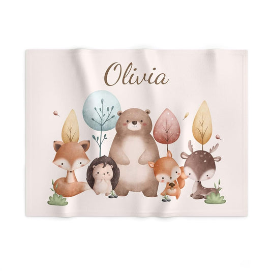 BabyOneStop Personalized Woodland Animal Baby Blanket