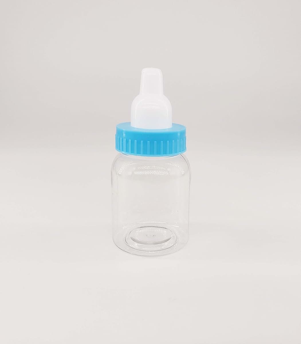 DCRAFTSUPPLY 24 Pcs Blue Mini Baby Bottle Fillable Baby shower Newborn baby Baptism for Girl Boy Birthday Party Décor