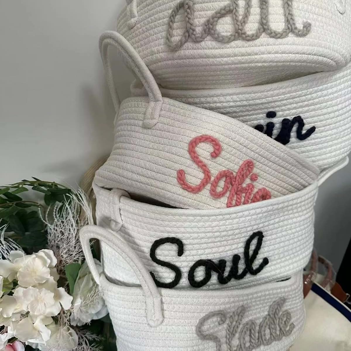 Zhongzhi Custom Name Basket With Multi-Colour Knitted Yarn (photo 2)