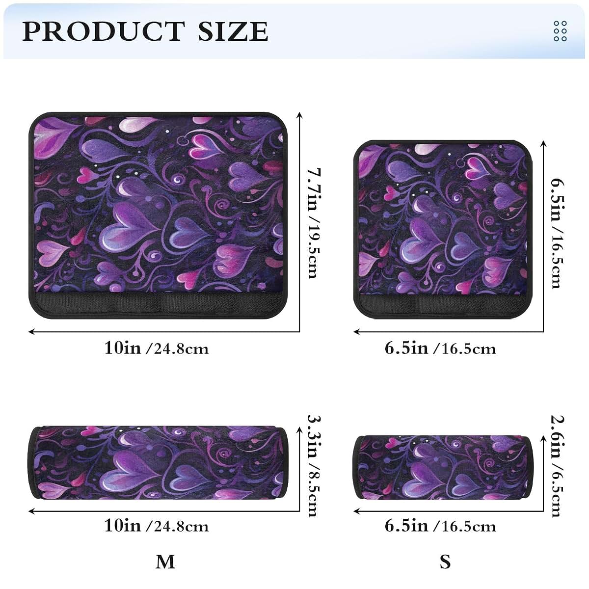 UMIRIKO Car Seat Belt Pad Covers, Purple Heart Flannel Cushion Strap Pads, 2 Pack (Small)