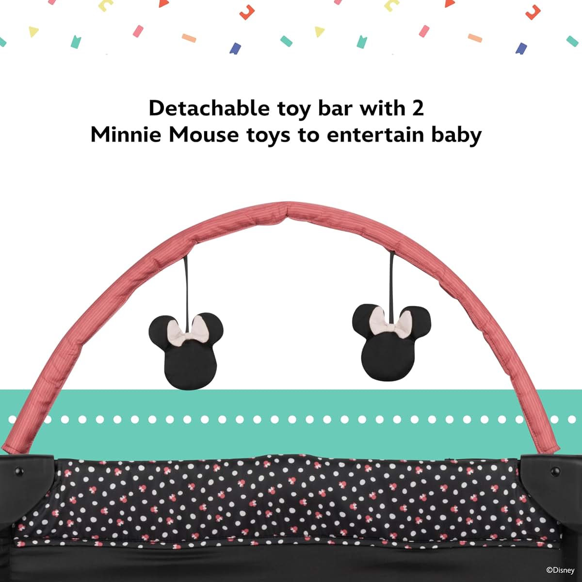Disney Baby Classic Minnie Mouse 2-in-1 Play Yard with Rocking Bassinet