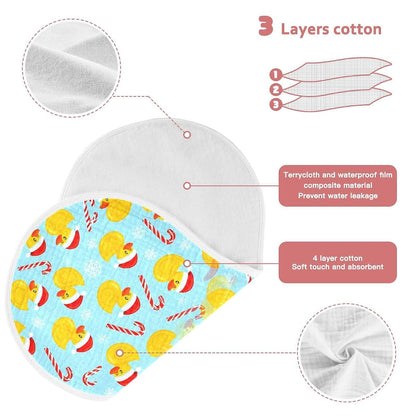 BabyOneStop Muslin Cotton Burp Cloths Set, Yellow Rubber Ducks Pattern