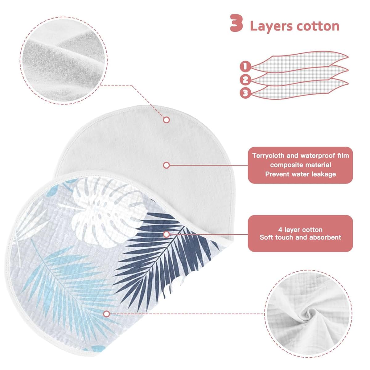 Burbuja Monstera Leaves Muslin Baby Burp Cloths