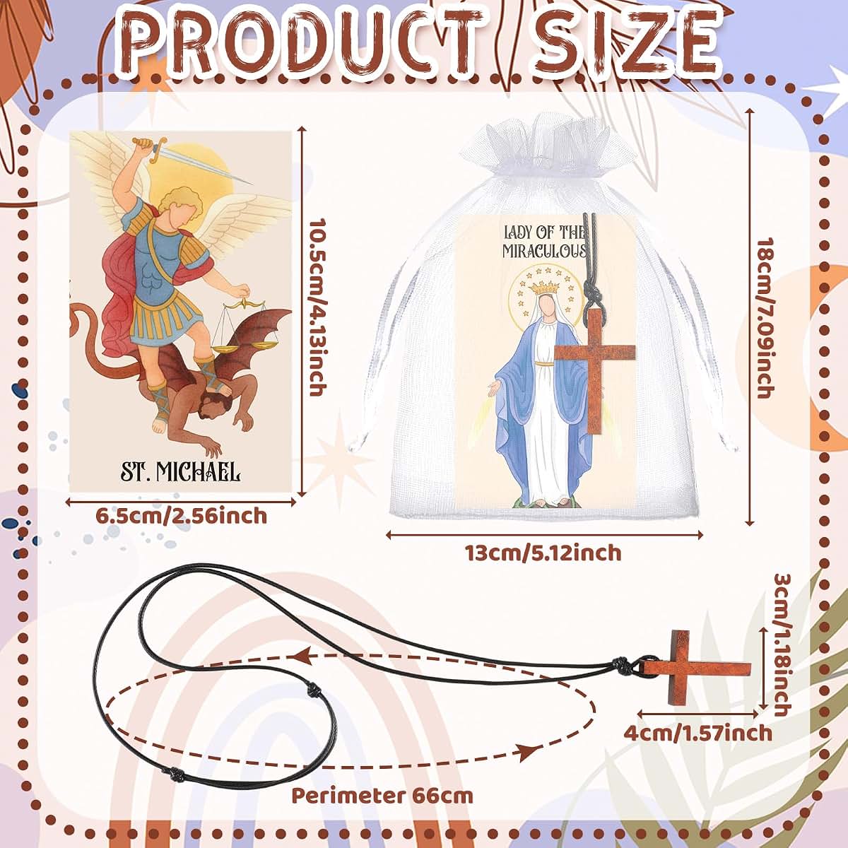 Sayglossy Wooden Cross Necklace Set with Prayer Cards