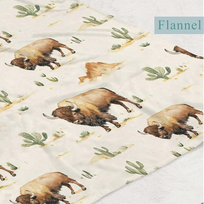 Wicbfdfv Vintage Western Buffalo Cactus Flannel Baby Blanket (photo 3)