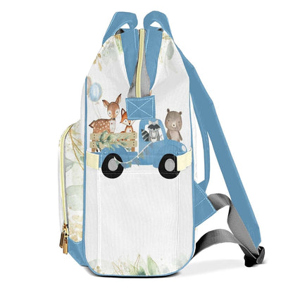 LiSoAkWE Animals Giraffe Bear Drive Blue Customizable Large Capacity Diaper Bag Personalized Name,Waterproof (photo 3)