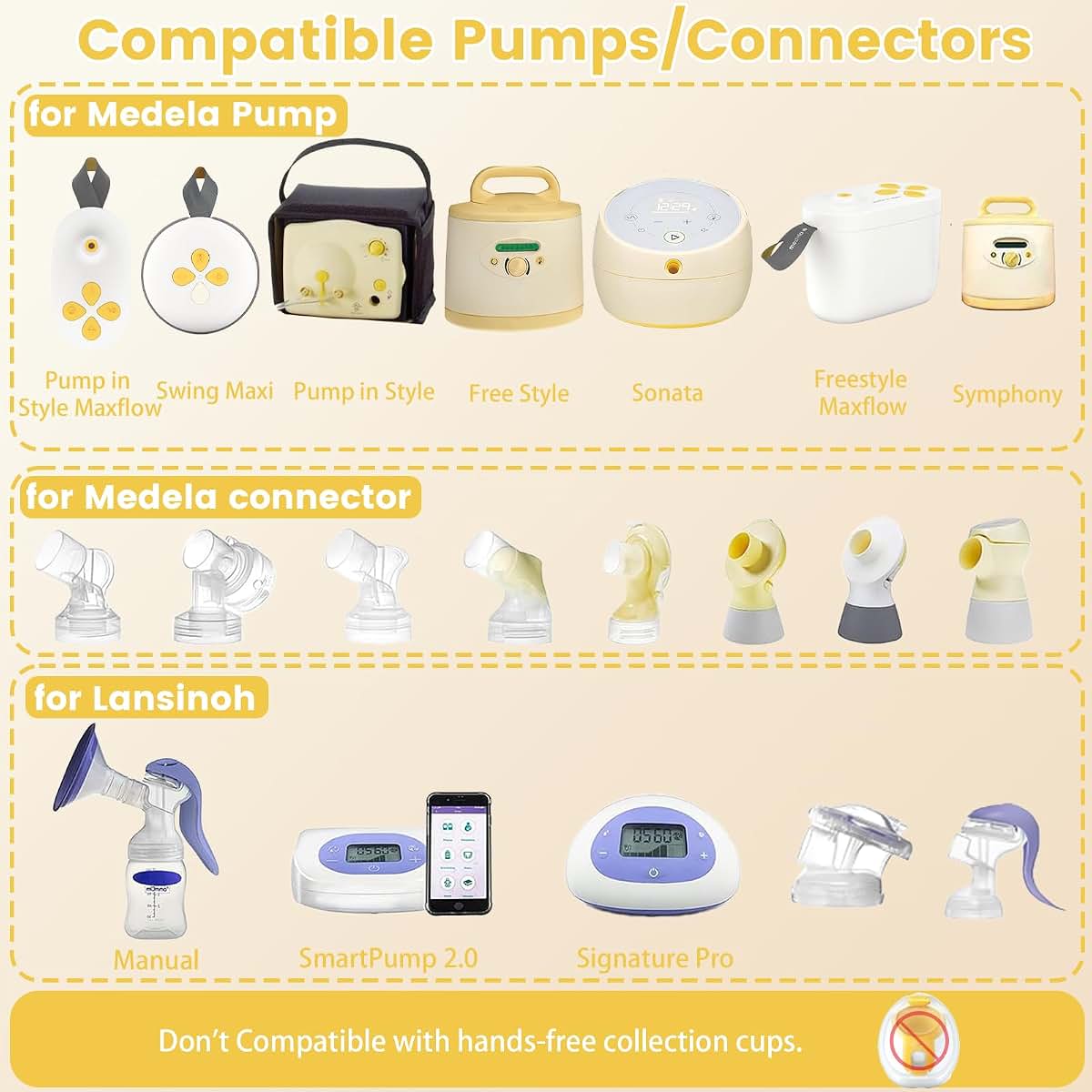 Wevedk 2 Pack 14mm Oval Breast Pump Flanges with Soft Flexible Rim, 105° Wide Angle