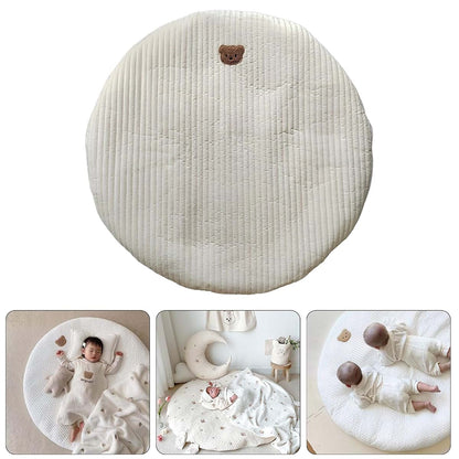 Lovely Kids Round Play Mat, Cotton Crawling Mat with Embroidery Print, Removable Washable, 85cm