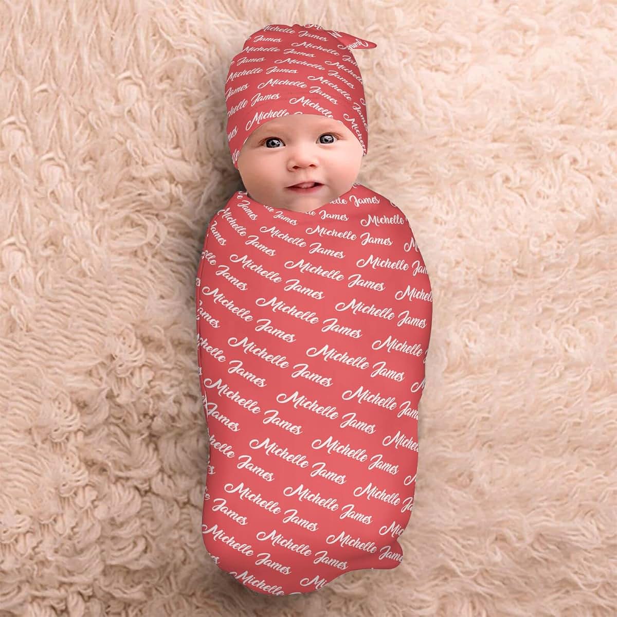 LiSoAkWE Personalized Baby Peach Letter Receiving Blanket Custom Gifts for Girls Boys,Personalized Swaddle (photo 3)