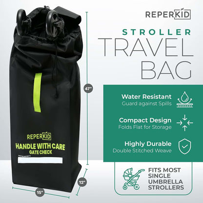 Reperkid Umbrella Stroller Bag for Airplane Travel, Black and Green (photo 3)