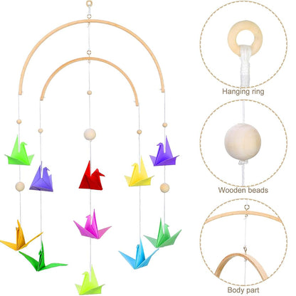 Wooden Nursery Mobile Wind Chime Kit for Crib Bed Decor