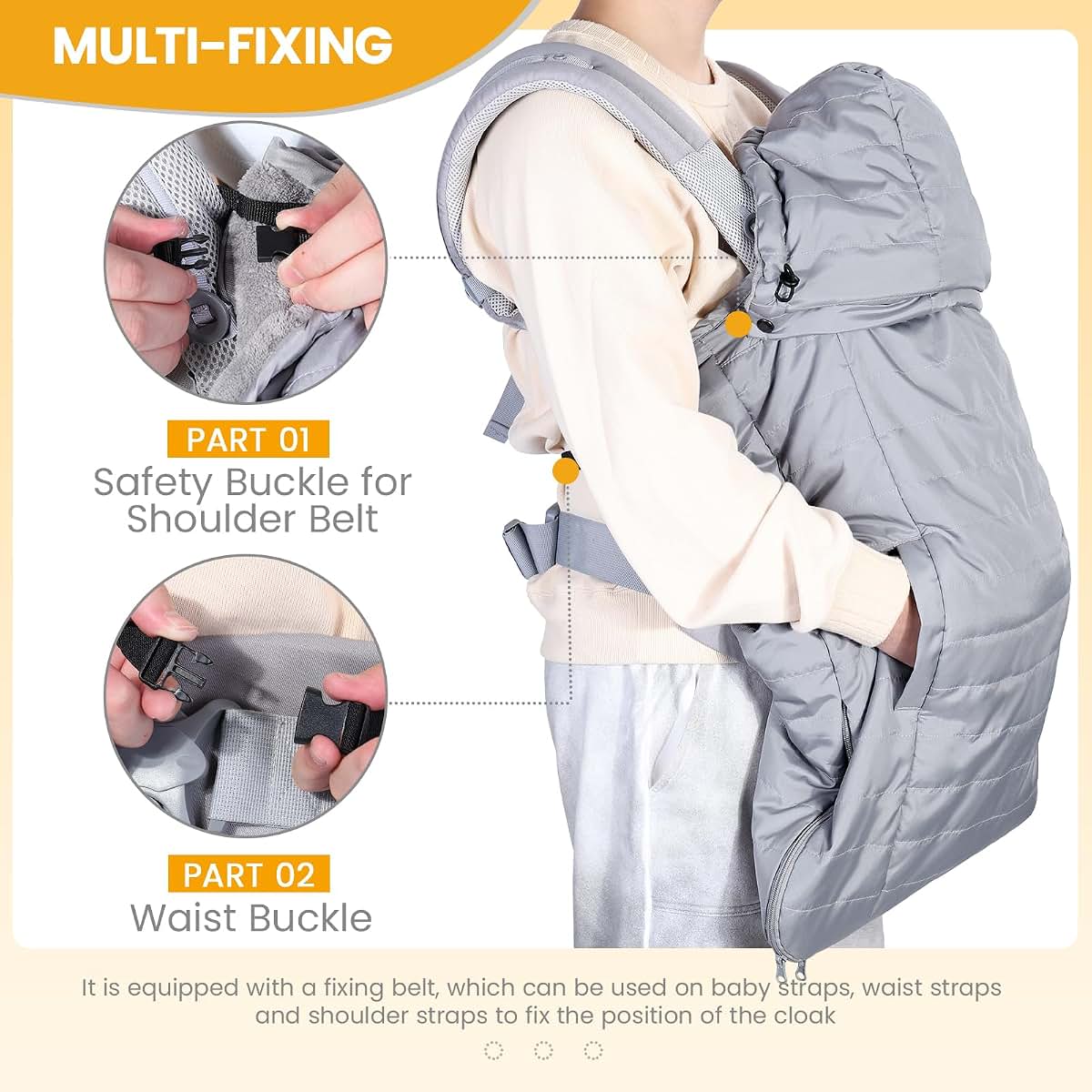 Orzbow Winter Baby Carrier Cover with Detachable Hood, Light Gray
