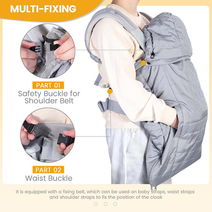 Orzbow Winter Baby Carrier Cover with Detachable Hood, Light Gray