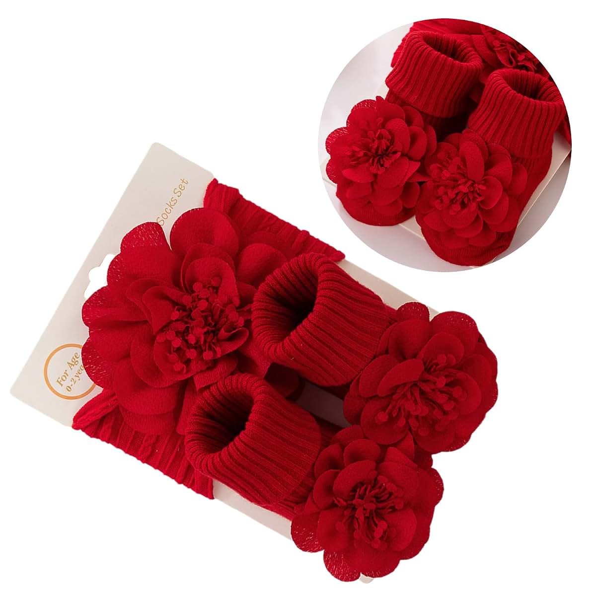 Vdaxvme Flower Headband and Antiskid Sock Set for Infants (photo 2)
