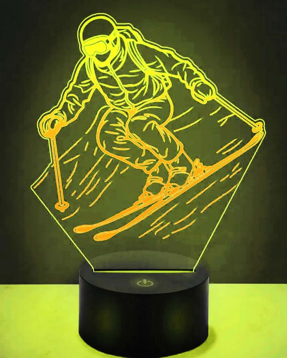 Jinnwell 3D Skiing Illusion Night Light With 7 Color Changing Modes
