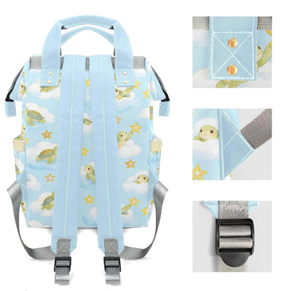 YallLocoMo Personalized Diaper Bag Backpack Gift Watercolor Cartoon Cloud Star Turtle Cute Versatile Travel Bag: Large