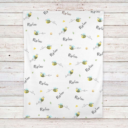 Lovable Gift Co Bees Personalized Baby Receiving Swaddle Blanket (photo 4)