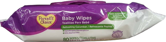 Lija Parent's Choice Quilted Baby Wipes, Refreshing Cucumber, 80ct