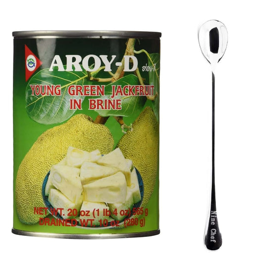 Aroy-d CAN Food plus Ninechef Long Handle Spoon (Young Green Jackfruit in Brine, 1 Pack)