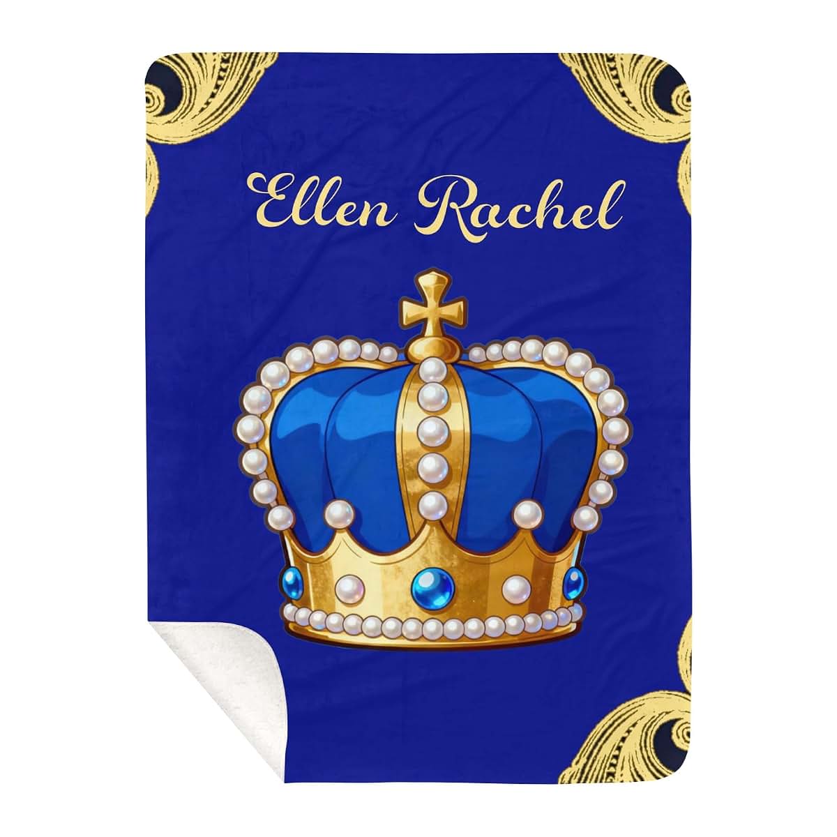 NZOOHY Personalized Crown Baby Blanket, Custom Sherpa Fleece Throw (photo 2)