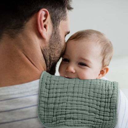Looxii Muslin Burp Cloths 6 Pack Dark Green