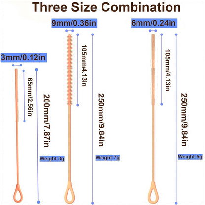 HXHKH 3Pcs Silicone Straw Cleaner Brush, Reusable Straw Brush Extra Long for Cleaning Metal Glass Smoothie Straws and (photo 2)