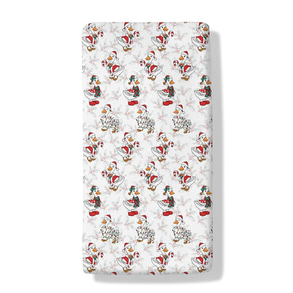 Cstdyfrv Funny Christmas Geese Santa Hat Baby Crib Sheets Winter Holiday Duck Toddler Bed Sheets Cute Festive Farm