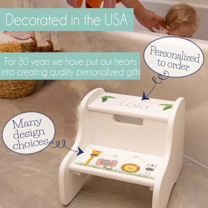 My Bambino Personalized Boys Fire Truck White Step Stool