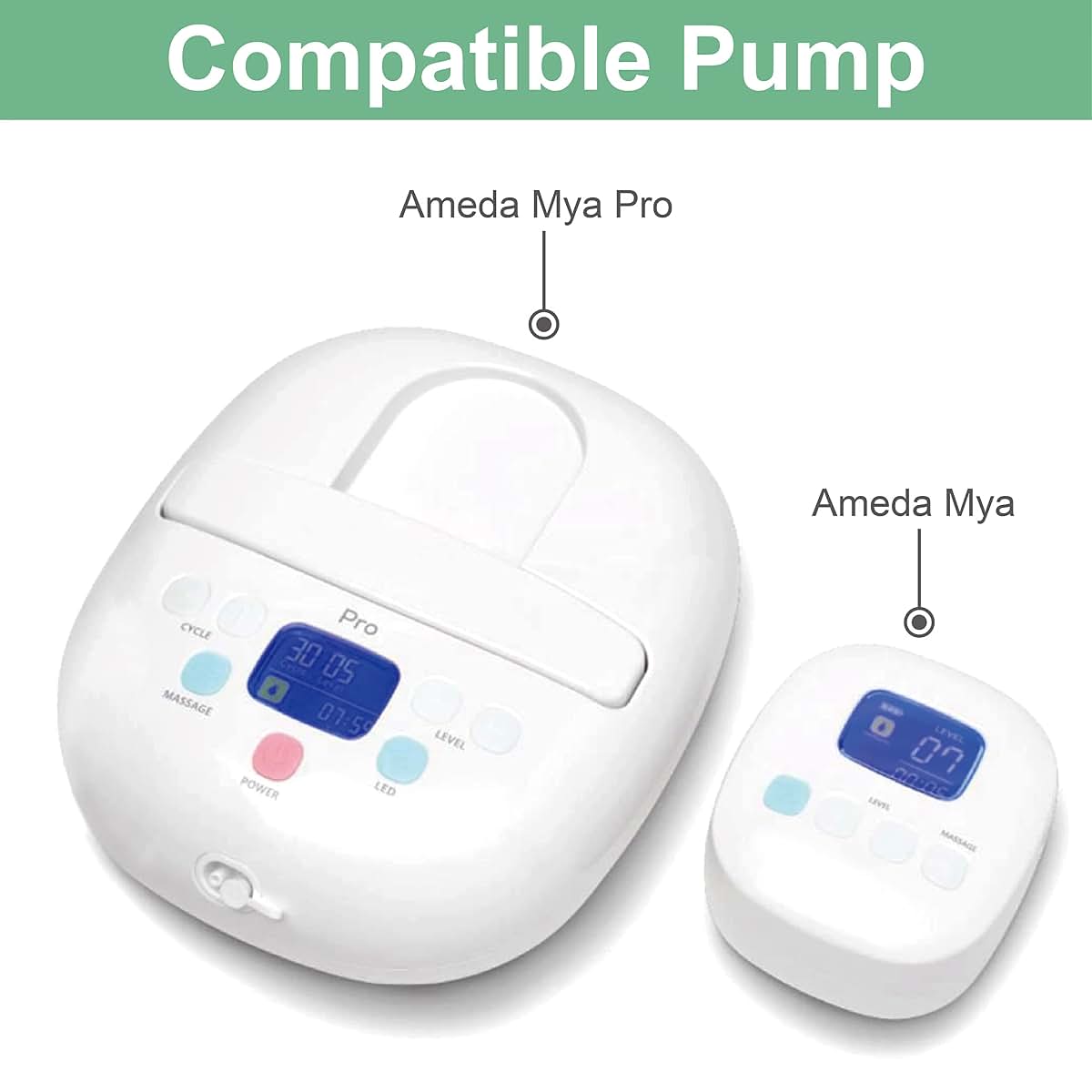 Maymom Pump Parts for Ameda MYA Breast Pump, 24mm Flange 8-Piece Set