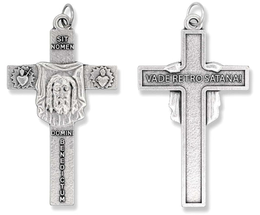 Gifts Catholic, Inc. The Face Of Christ/In the Name of God; Get Behind Me Satan! Crucifix - 2 1/4"