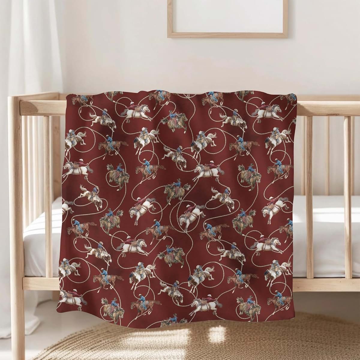 Selgkds Vintage Cowboy Life Baby Blankets for Girls Boys Country Western Cowboys Horse Infants Toddler Crib Stroller (photo 2)