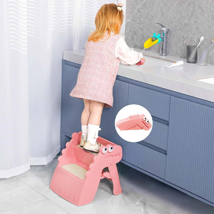 Onasti Foldable Dinosaur Toddler Step Stool for Bathroom and Kitchen Use