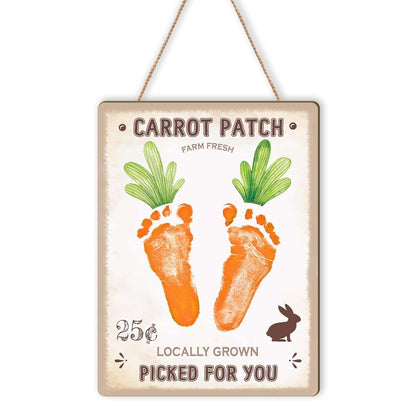 Beethis Personalized Baby's First Easter Footprint Hanging Sign
