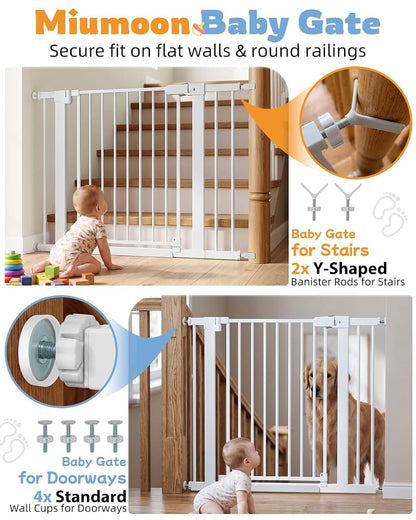 Miumoon Pressure Mounted Baby Gate for Stairs & Doorways, 29.5 to 46 Inches x 30.5 Inches Tall