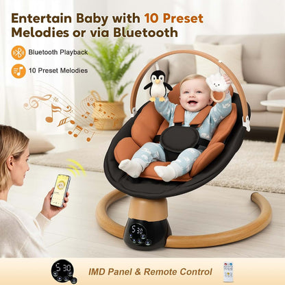 Portable Electric Baby Swing with Bluetooth and 5 Speed Settings