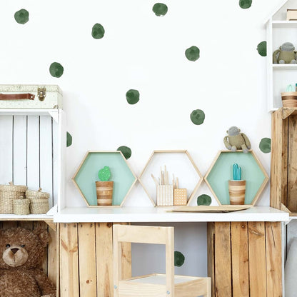 ROFARSO 120 Polka Dot Wall Decals, 2.2 Inch, Blackish Green, Removable PVC Stickers for Nursery and Bedroom