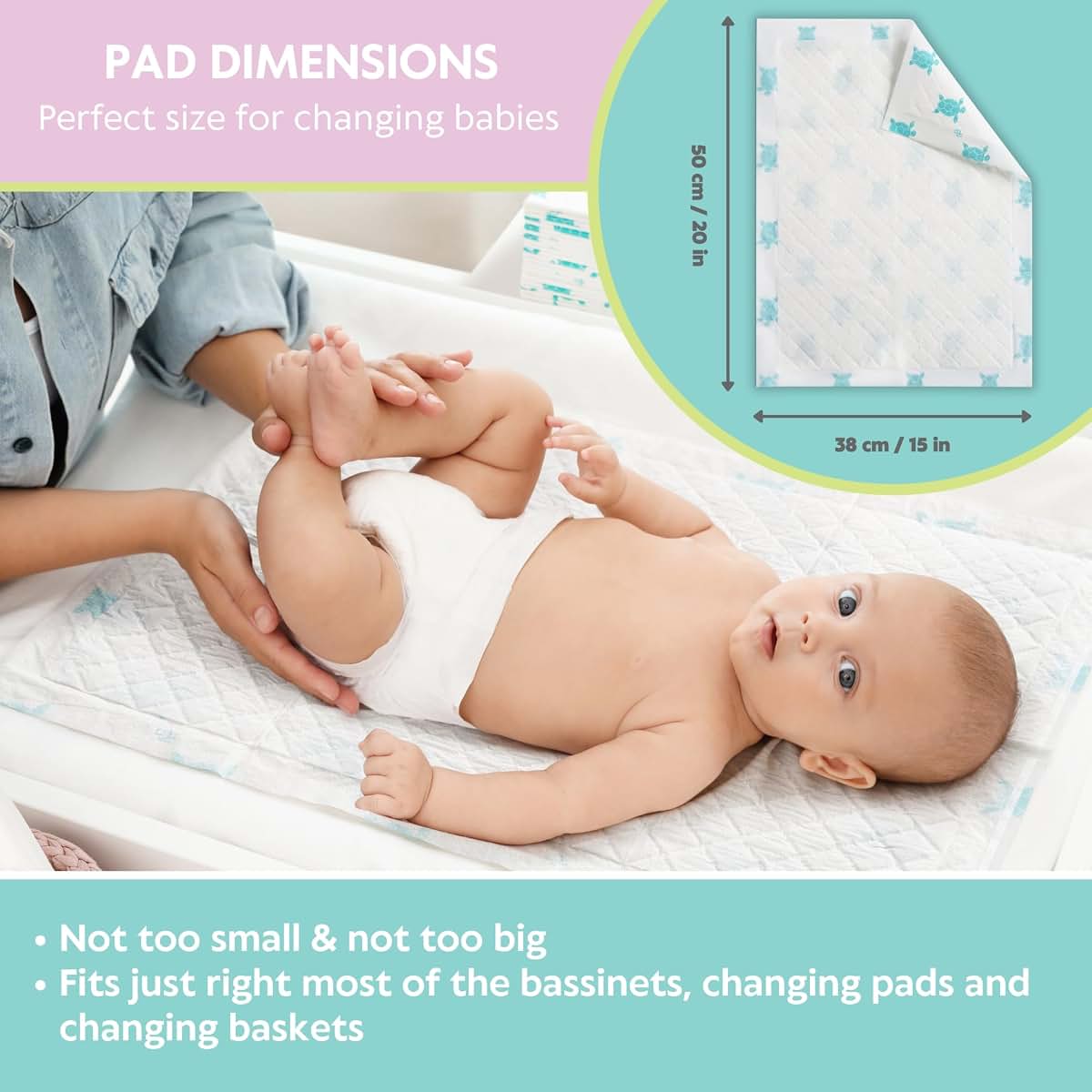 Vesta Baby 65 Disposable Changing Pads - Soft Absorbent Leak Proof Pee Mats - White Portable Diaper Change Underpads (photo 2)