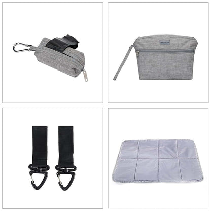 SoHo Designs Kenneth Diaper Backpack 6-Piece Set In Classic Gray (photo 4)