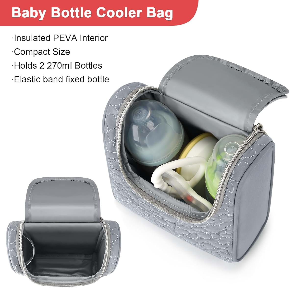 Accmor Insulated Breastmilk Cooler Bag for Two 9oz Bottles, Portable Tote