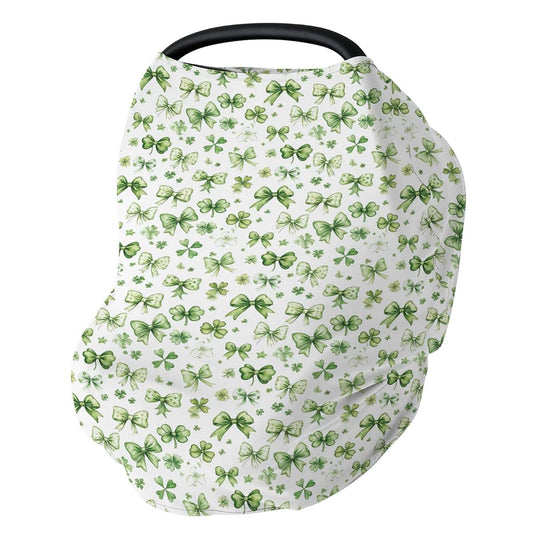 BabyOneStop Green Lucky Shamrocks Car Seat Cover 5-in-1 Stretchy Nursing Cover for Babies