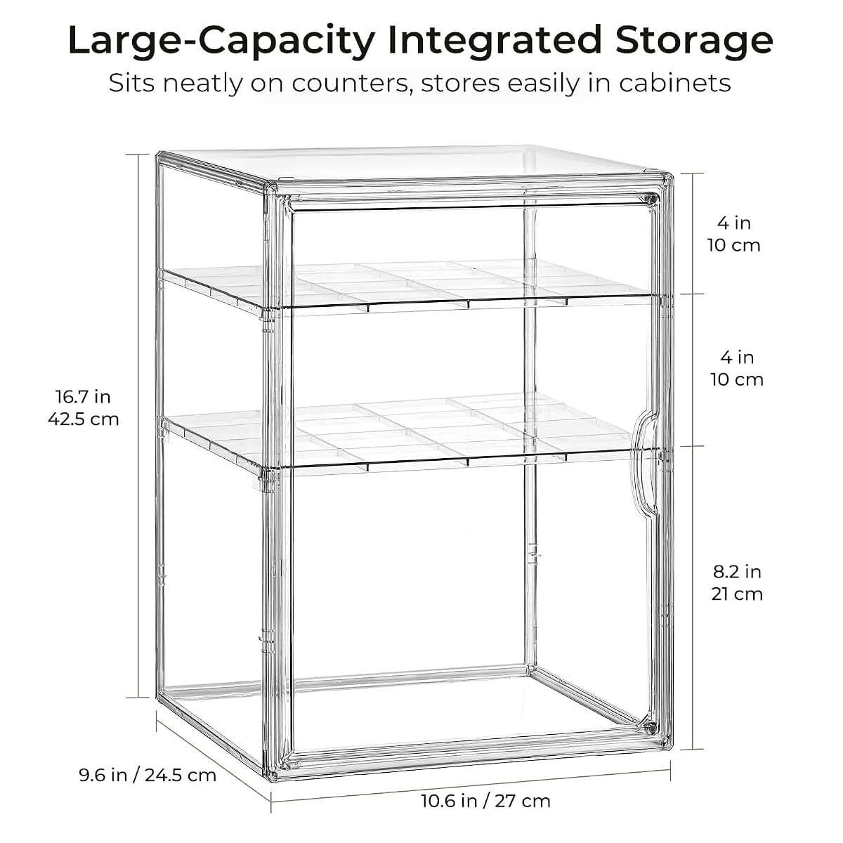 KitHero Baby Bottle Organizer X-Large Adhesive Wall-Mount 3 Tier Adjustable Acrylic Storage