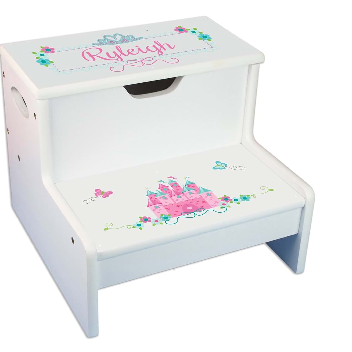 My Bambino Personalized Kids Step Stool - Princess Castle Storage Stool