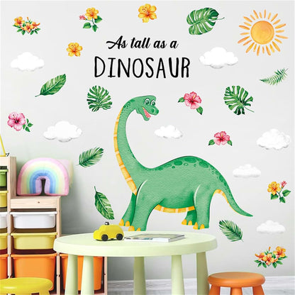 BabyOneStop Watercolor Dinosaur Wall Decals, 2-Panel 35.4x23.6 Inch Removable Jungle Mural for Nursery and Kids Bedroom
