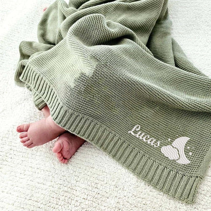 Noni Personalized Cotton Knit Baby Blanket, Embroidered Name, Custom Name, Newborn, Stroller Blanket (photo 4)